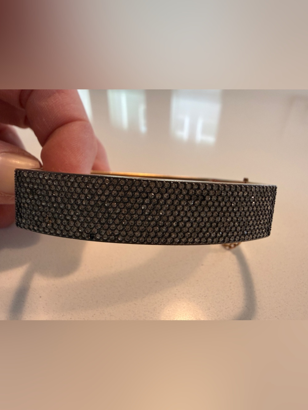 Black Crystal-Embellished Women's Cuff Bracelet